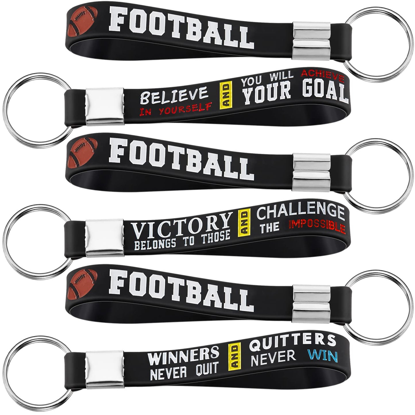 Junkin 48 Pieces Football Party Favors Football Silicone Keychains Gift Senior Night Accessories Party Supplies