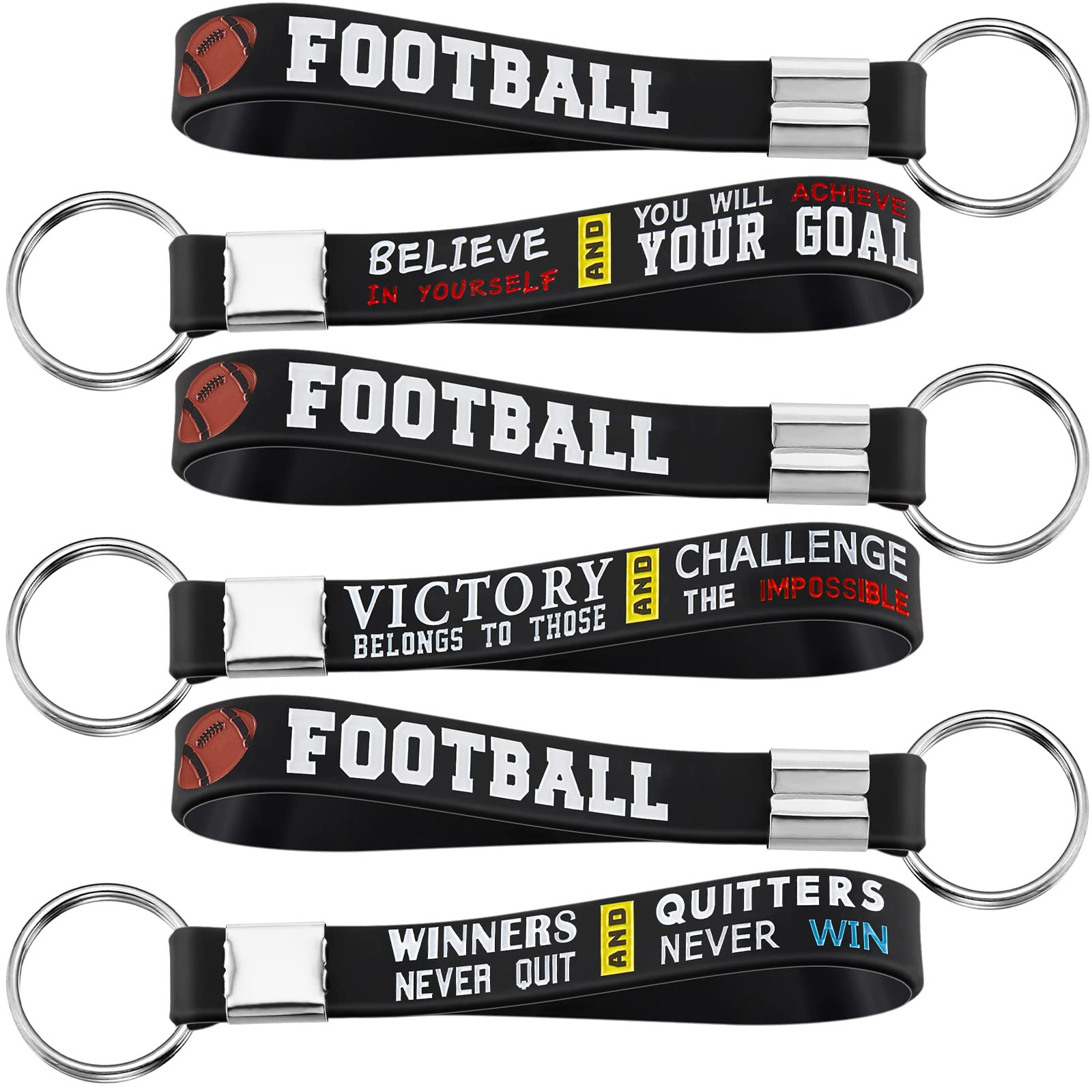 Junkin 48 Pieces Football Party Favors Football Silicone Keychains Gift Senior Night Accessories Party Supplies