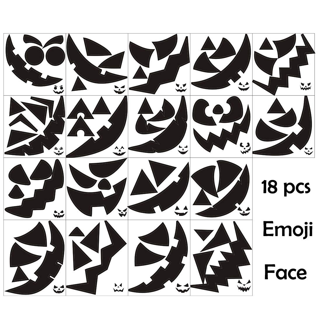 Gustum Pumpkin Decorating Stickers Kits Props Etching Pumpkin Template 18 Sheets Make Your Own Jack-O-Lantern Face Craft Decals