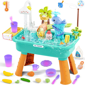 Maysida 2025 Water Table For Toddlers 1-3, 3-Tier Kids Outdoor Water Table Toys, Splash Sand Water Tables For Kids, Sensory Play