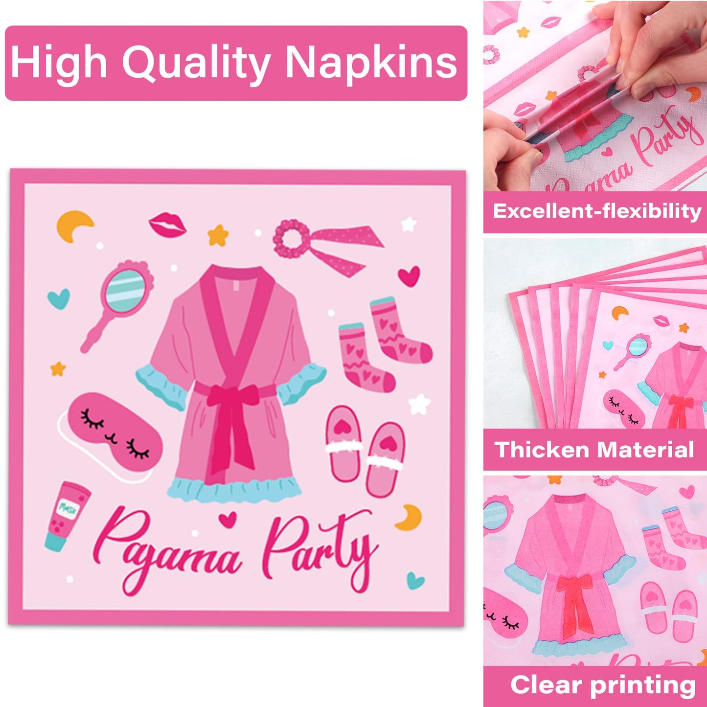 100 Pcs Pajama Party Supplies Sleepover Party Supplies For Girls Sleepover Paper Plates Napkins Spa Slumber Party Tableware Set