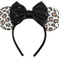 CLGIFT Princess Minnie Ears,Pick your color, Flower Minnie Ears, Floral minnie ears, Purple Sparkle Mouse Ears (Leopard)