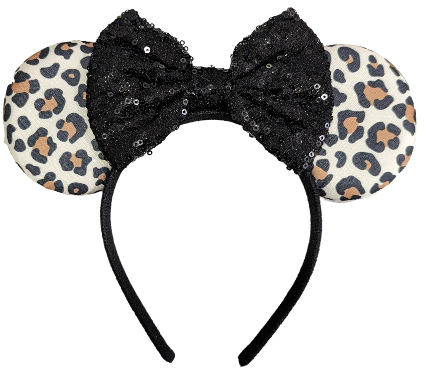 CLGIFT Princess Minnie Ears,Pick your color, Flower Minnie Ears, Floral minnie ears, Purple Sparkle Mouse Ears (Leopard)