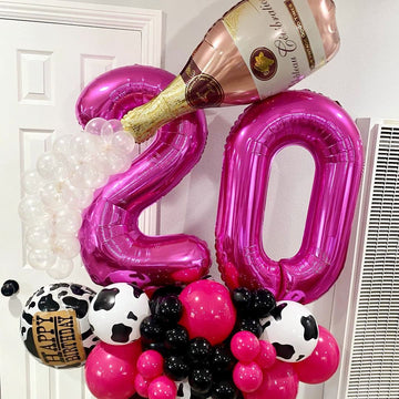 Hot Pink 20 Balloon Numbers,40 Inch 20 Birthday Balloon Foil Mylar Number 20 Balloon Large Dark Pink Number Balloons For Birthday Party Anniversary Festival Decorations