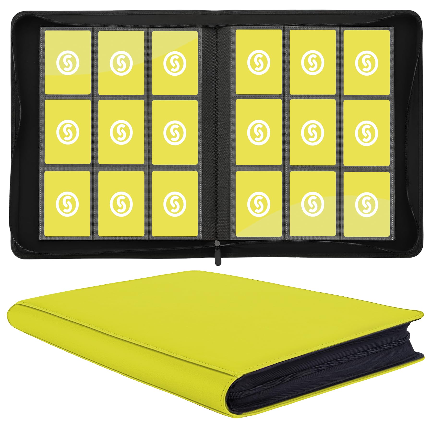 Card Binder 9 Pocket for 360 Cards - enhanced Trading Card Binder with Sleeves Protection  Side Loading Card Collection Binder for TCG  MTG  YGO  One Piece Collectible Cards (Yellow)