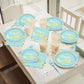 CHUNNIN 96PCS Blue Birthday Plates and Napkins Birthday Party Decorations Light Blue and Gold Dessert Plates Tableware for 24 Gu