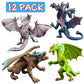 ValeforToy Dragon Toys Set, 12 Realistic 4-Inch Dragons, Non-Toxic ABS, Multicolor, Gift Box Included