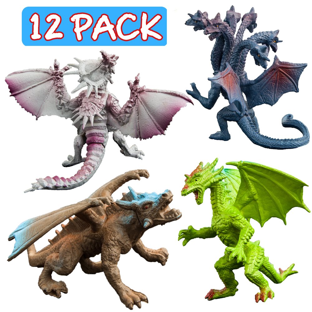 ValeforToy Dragon Toys Set, 12 Realistic 4-Inch Dragons, Non-Toxic ABS, Multicolor, Gift Box Included