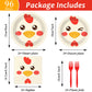 Gisgfim 96 Pcs Chicken Birthday Party Supplies Paper Plates Napkins Chicken Themed Party Birthday Decorations Favors For Kids Se