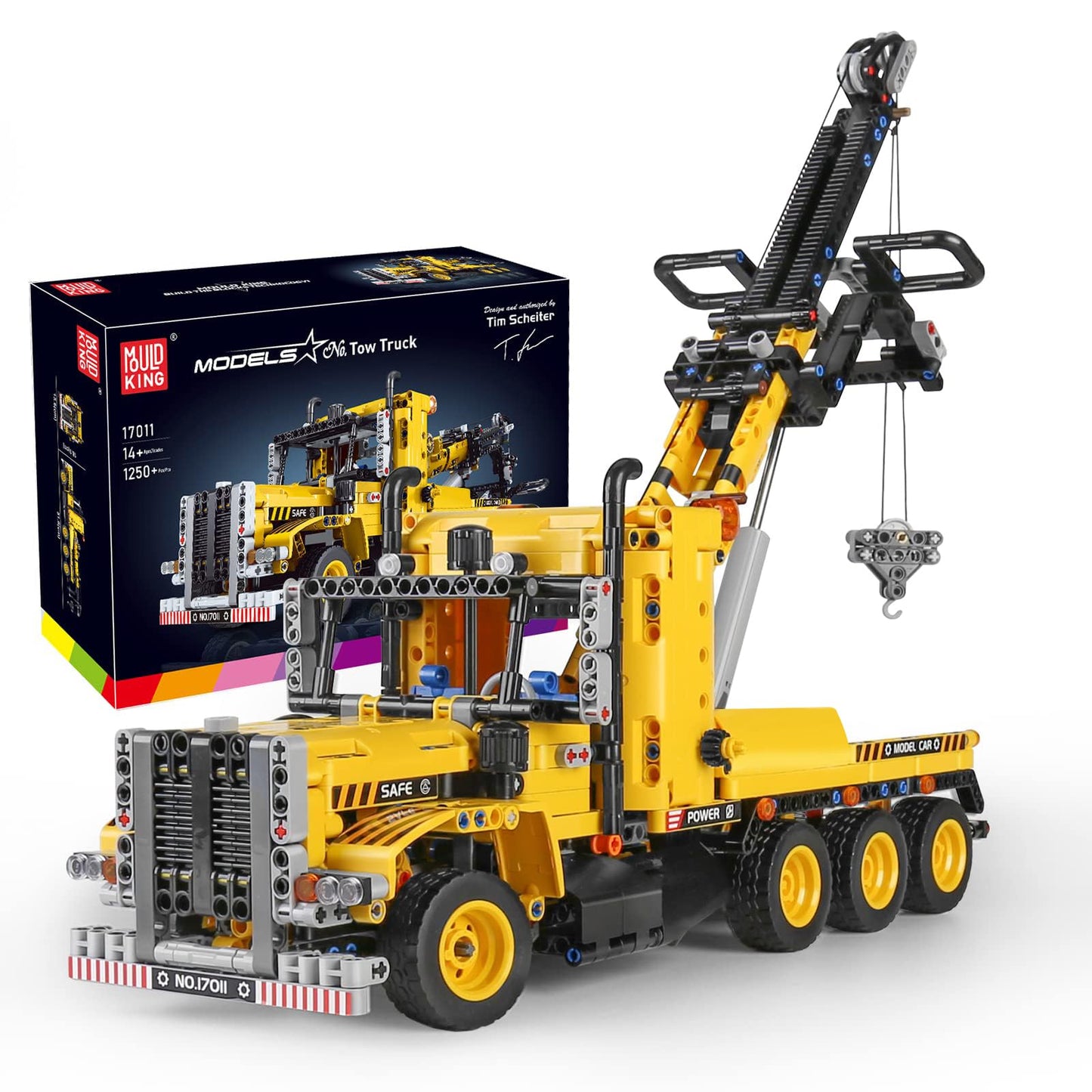 Mould King 17011 Heavy-Duty Tow Truck Building Toy Set, Technology Moc Road Trailers Building Gift Toys For Kids Age 8+ (1,250 Pieces)