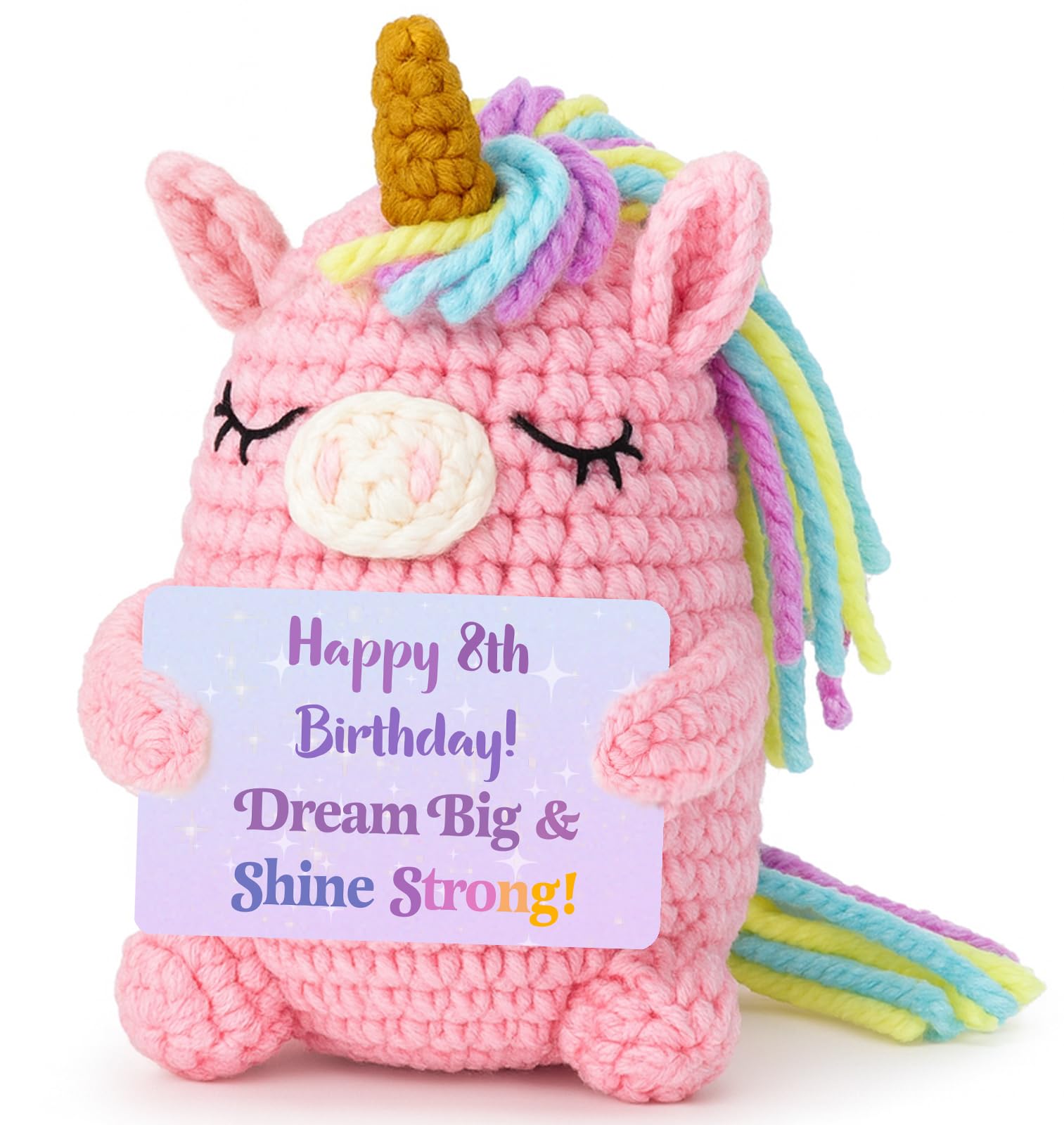 WelDesine 8 Year Old Girl Birthday Gift, Handmade Crochet Pink Unicorn Plush for 8th Birthday Gifts for Girls, Cute Decoration f