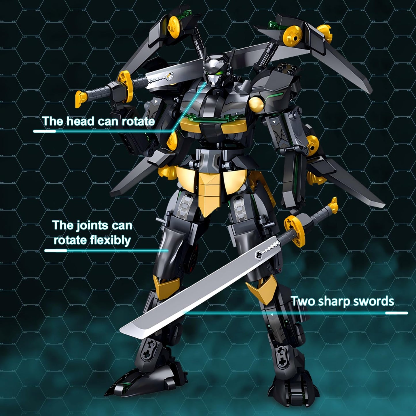 HIGH GODO Black Bat Mech Building Blocks Set for mature-themeds  Robot Model Building Kit with Wings and decorative replica blades   534 Pieces Creative Collectible Gift for Teens