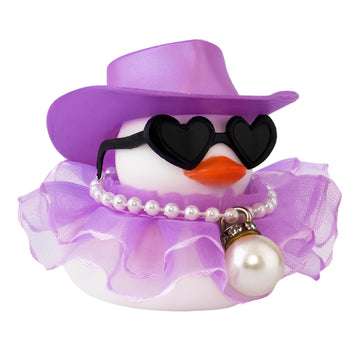 Wonuu Car Rubber Duck Decoration Cute Car Ornament Car Ducks For Dashboard With Dress Heart Shape Sunglasses Necklace, Brilliant