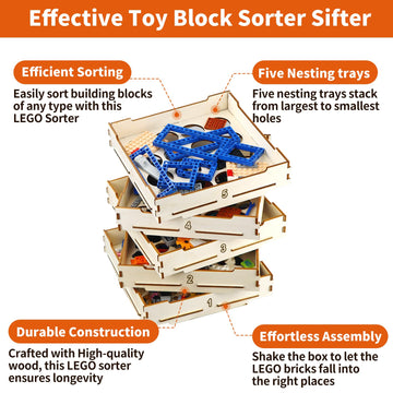 5 Tray Sorter Sifter Box Used For Lego, Storage Sorter Brick For Lego Blocks, Gift For Lego Lover, Gift For Teens And Adults, 4