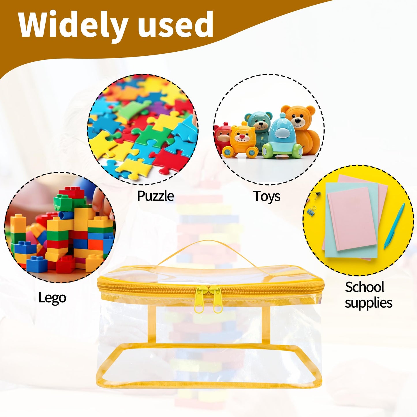 6 Packs Clear Toy Storage Bags- 9.4 X 6.7 X 4.3 Inch Transparent Pvc Toy Organizing Bags With Zipper- Waterproof Toy Storage Org
