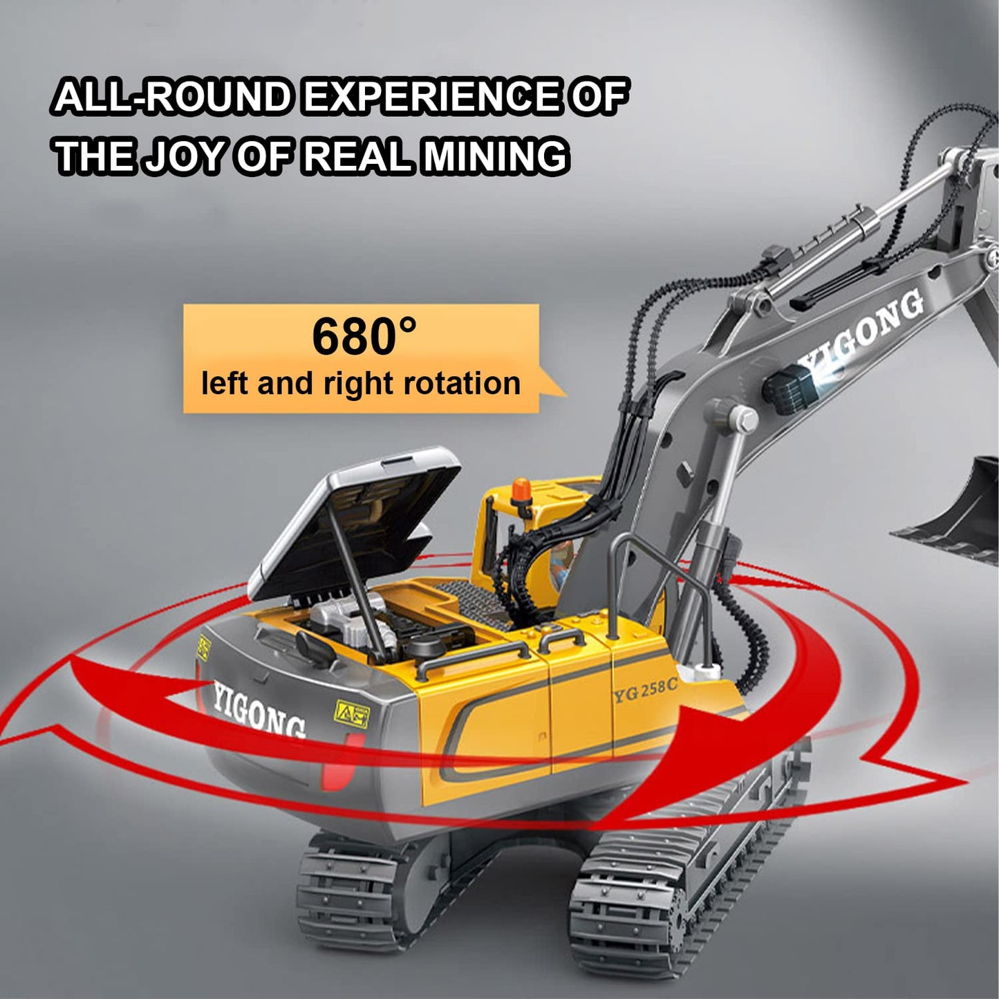 Mscredse Remote Control Excavator 11 Channel RC Excavator Truck Toys 1/20 Scale 2.4Ghz Construction Vehicles with Metal Shovel 6