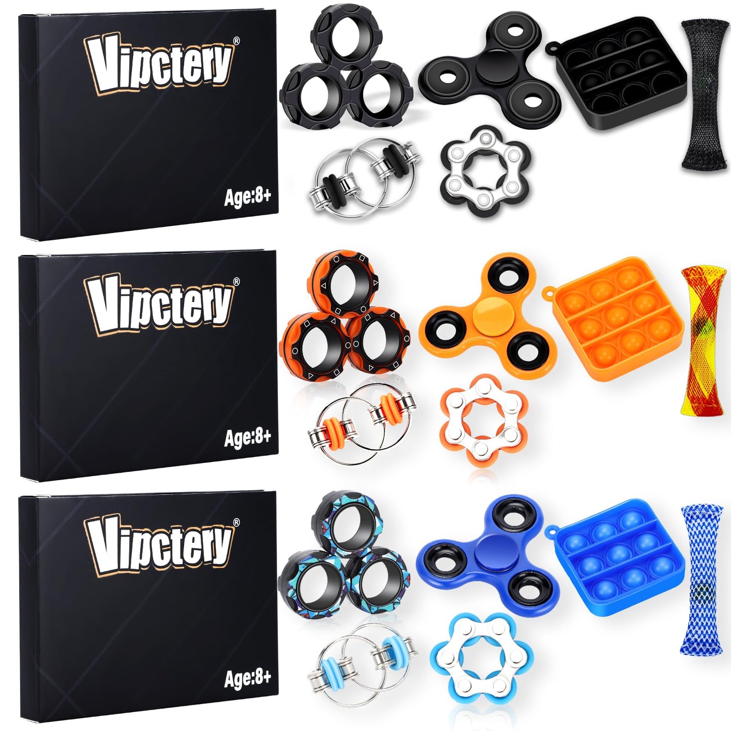 Vipctery 18Pcs Fidget Toys For Kids 8+ Adhd Autism Toys Adults Office Cool Gadgets Desk Toys Fidgets For Classroom Magnetic Ring