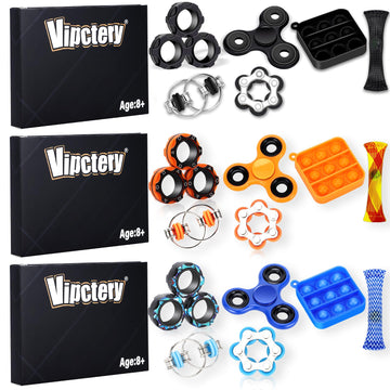 Vipctery 18Pcs Fidget Toys For Kids 8+ Adhd Autism Toys Adults Office Cool Gadgets Desk Toys Fidgets For Classroom Magnetic Ring