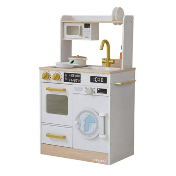 Teamson Kids Little Chef Lake Tahoe Smart Play Kitchen with Washing Machine, Oven, Microwave & Ample Storage, Neat & Compact Hea