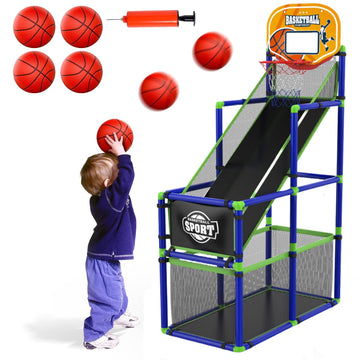 Eaglestone Toddler Arcade Basketball Hoop Game Indoor, Ajustable Height Indoor Basketball Hoop With Storage Design For Kids,Perfect Sports Outdoor Play Toys For Kids Age 3-4 5-4 4-8