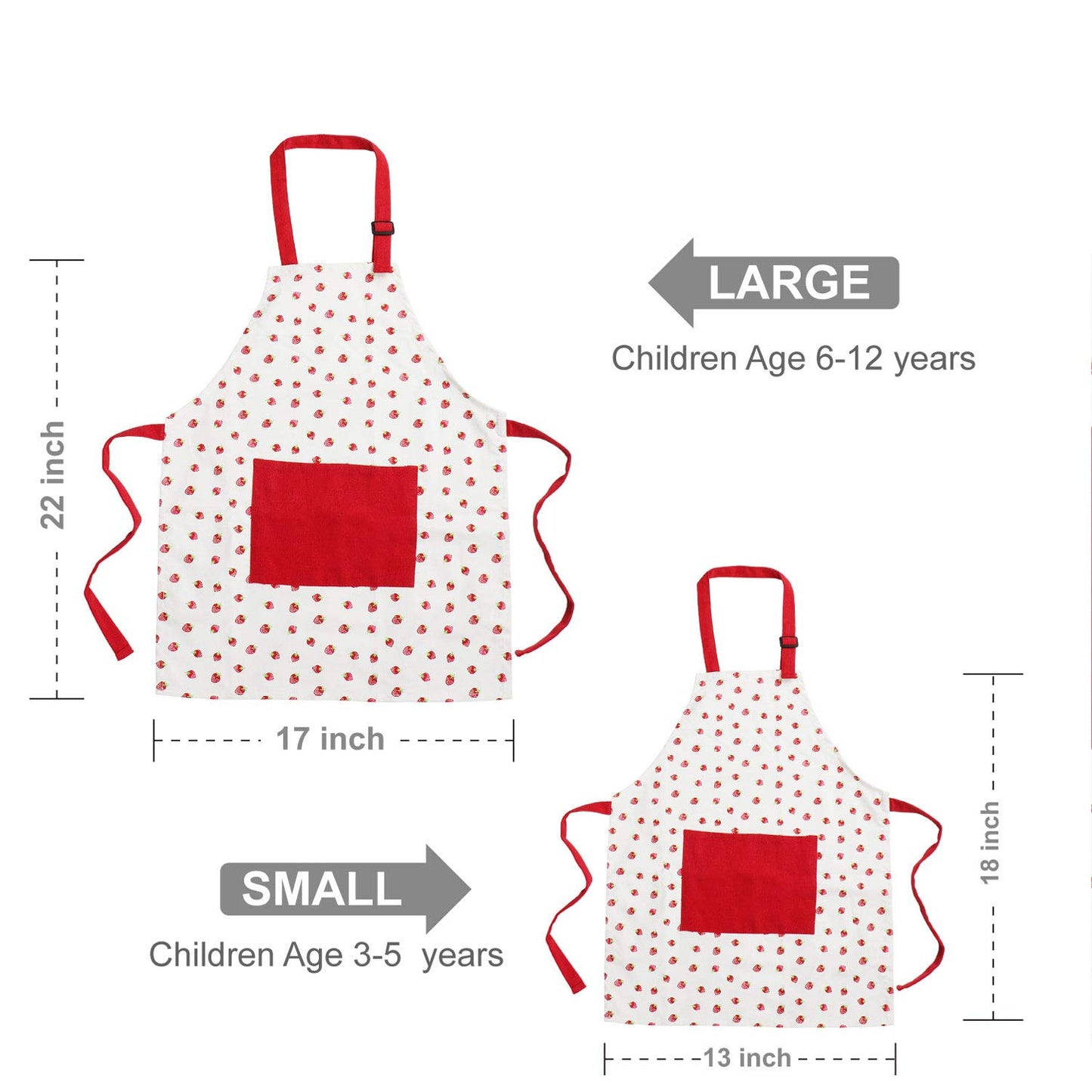 Jennice House Kids Apron Set with Chef Hat, Cute Child Baking Aprons with Adjustable Neck Strap and Pockets for Girls Boys Cooki