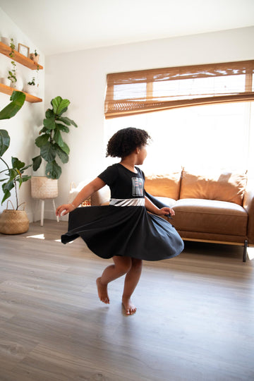 Little Adventures Galactic Dark Villain Twirl Dress Up Costume with Cape - Machine Washable Child Pretend Play Party Dress (Size