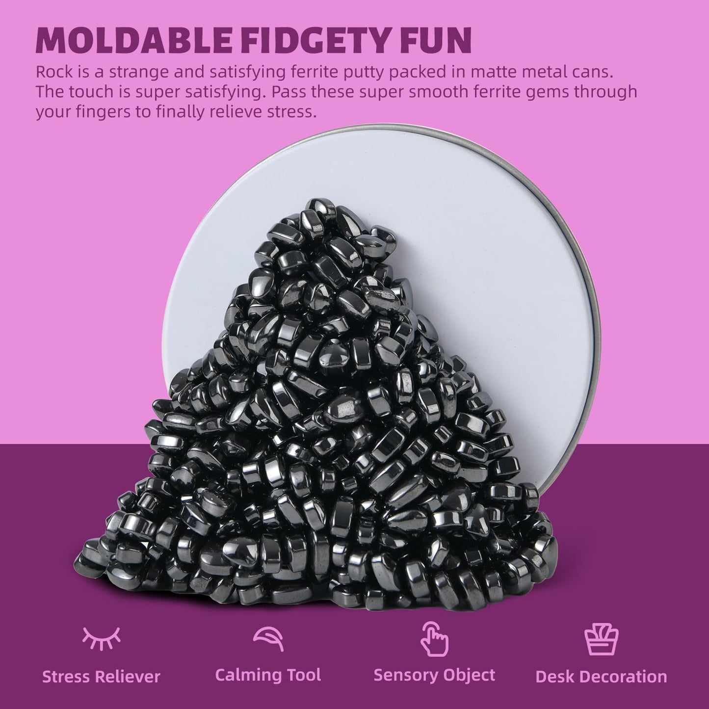 Lcvuuk Magnetic Ferrite Putty Rocks,Black More Than 300 Weak Magnetic Smooth Ferrite Pebbles, Magnet Rock Desk Toys And Time-Kil