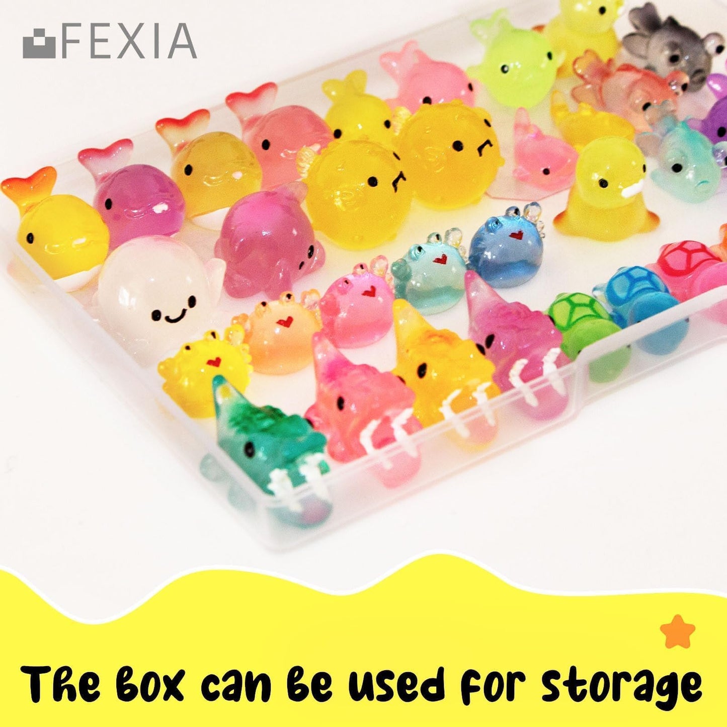 Fexia 50 Pcs Ocean Mini Resin Animals Tiny Aquariums Decor Glow In The Dark Resin Figures Luminous For Garden Landscape Sea Deco