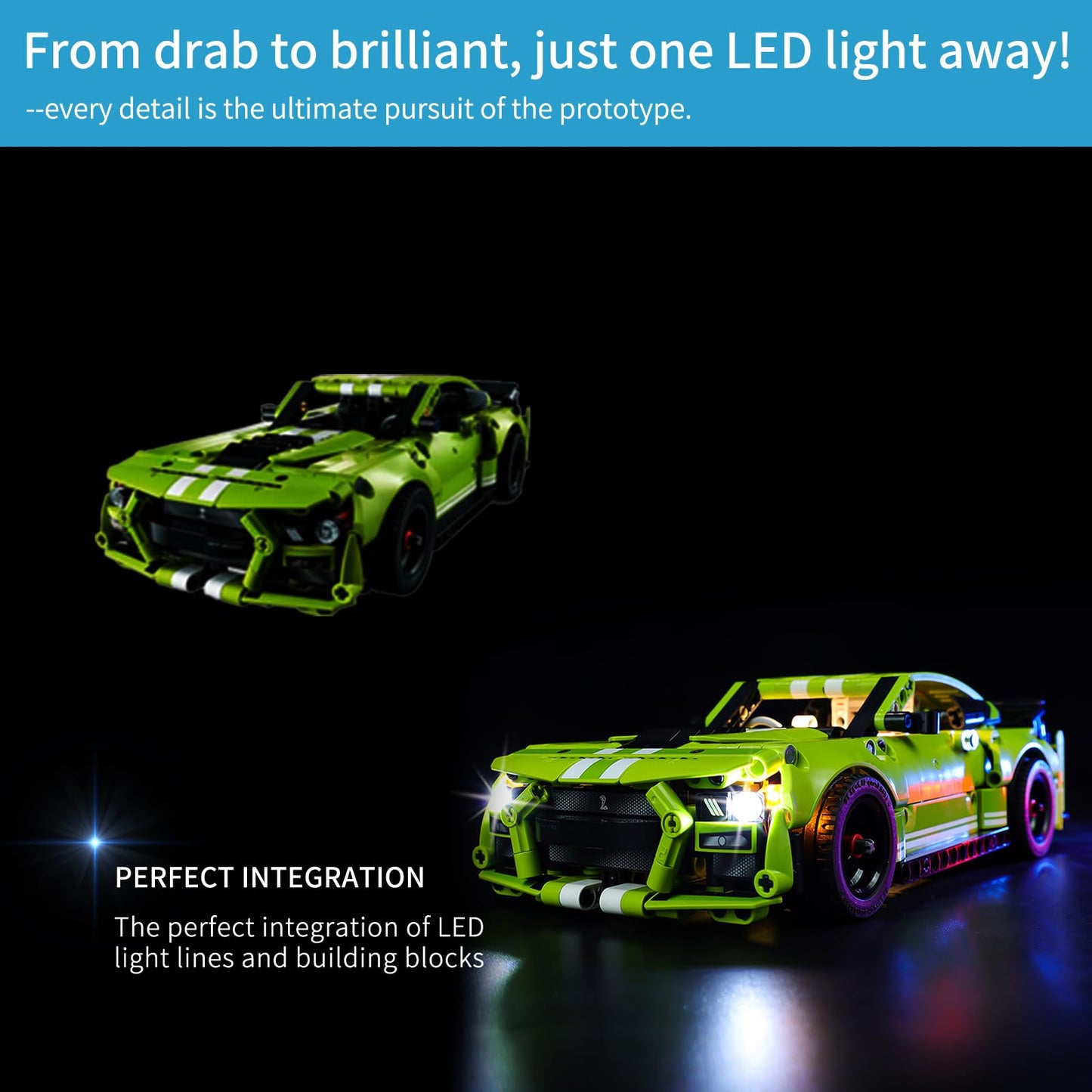 Bricksoul Led Light Kit For Lego Mustang Shelby Gt500, Compatible With Lego Technic Ford Mustang Shelby Gt500 42138 Building Set