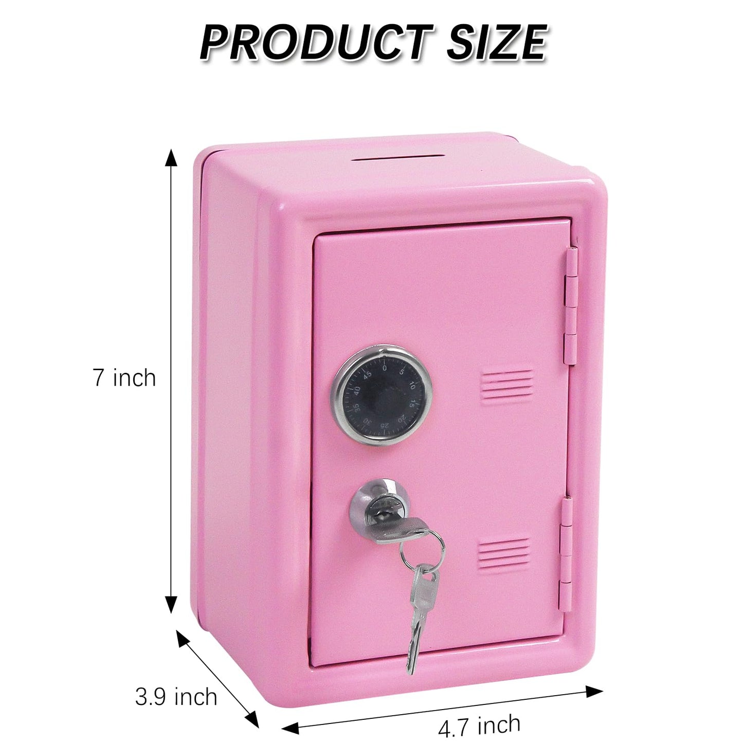Kids' Mkid Safe Piggy Bank, Metal Safe With Key, Money Saving Box For Children, Boys Girls Best Giftoney Banks (Pink, One Size)