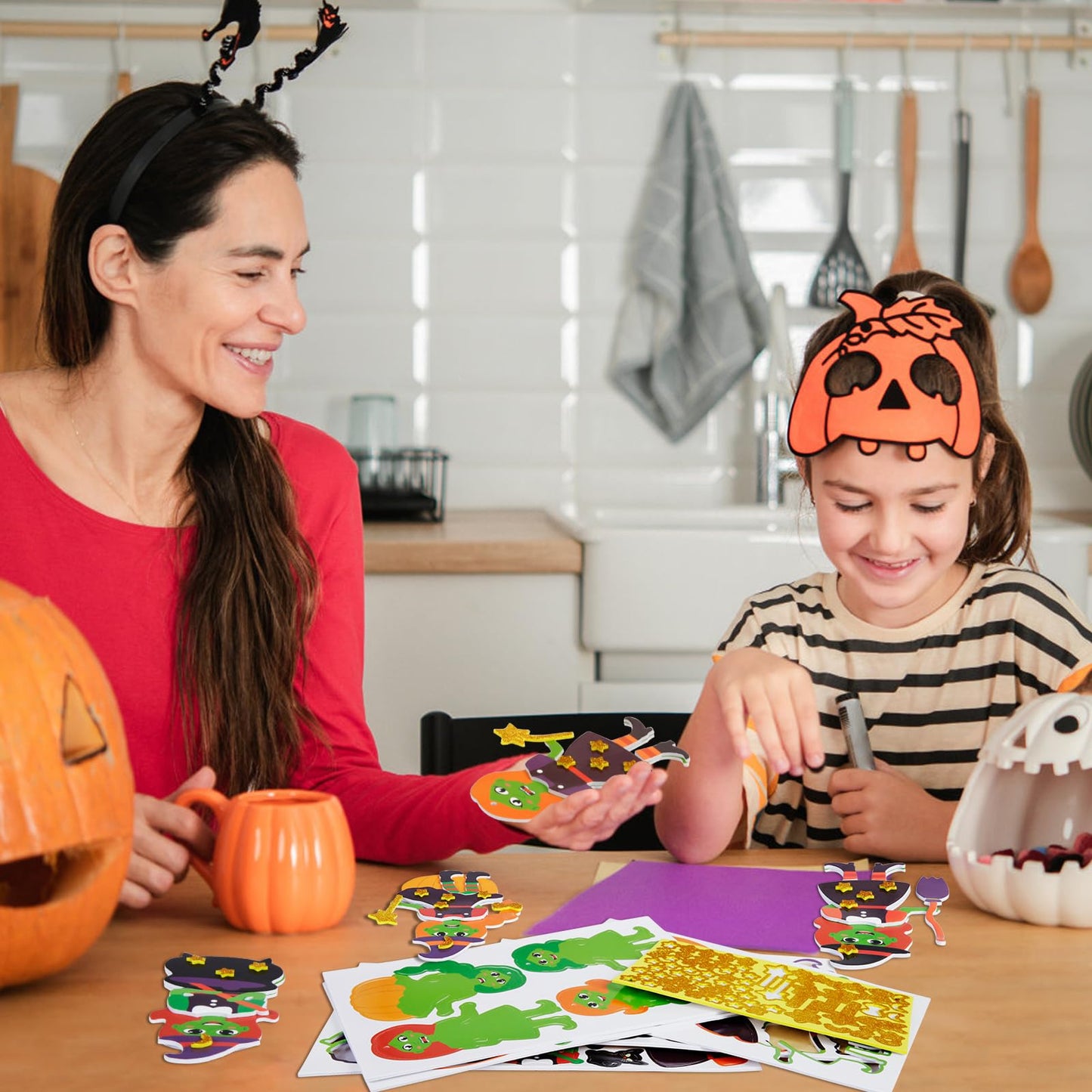 Fennoral 12 Pack Witch Craft For Kids Make Your Own Witch Foam Stickers Ornament Diy Halloween Arts And Crafts For Girls Boys Ha