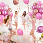 Paready Pink Confetti Balloons, 60 Pcs 12 Inch Metallic Red Rose Gold And Pink Latex Confetti Balloons For Birthday Baby Shower
