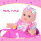 12 Girls Baby Doll With Carrier Bassinet Bed,Pink Plaid Pattern Newborn Baby Dolls Playset With Clothes And Accessories Include