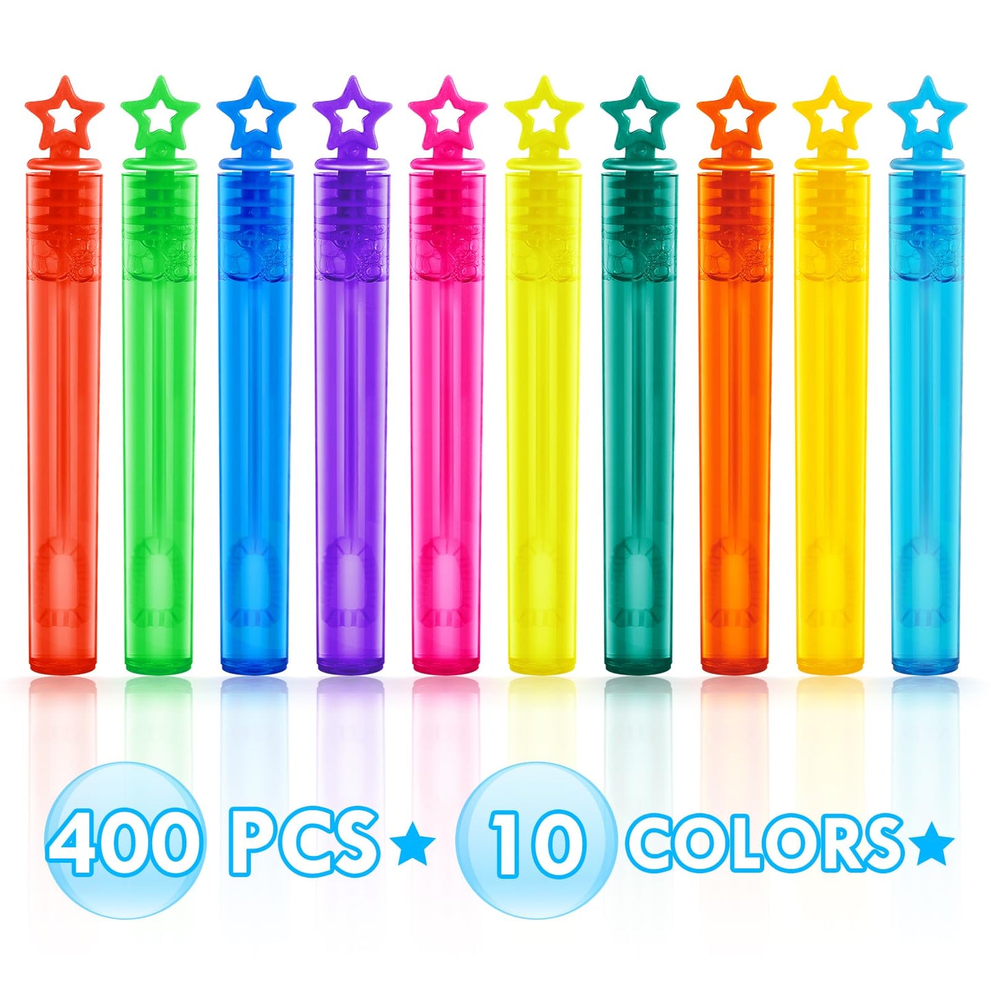 Bubble Wand, 400 Pieces Mini Bubble Wands Bulk In 10 Colors, Bubbles Party Favors Bulk For Kids, Summer Toys For Girls & Boys, C