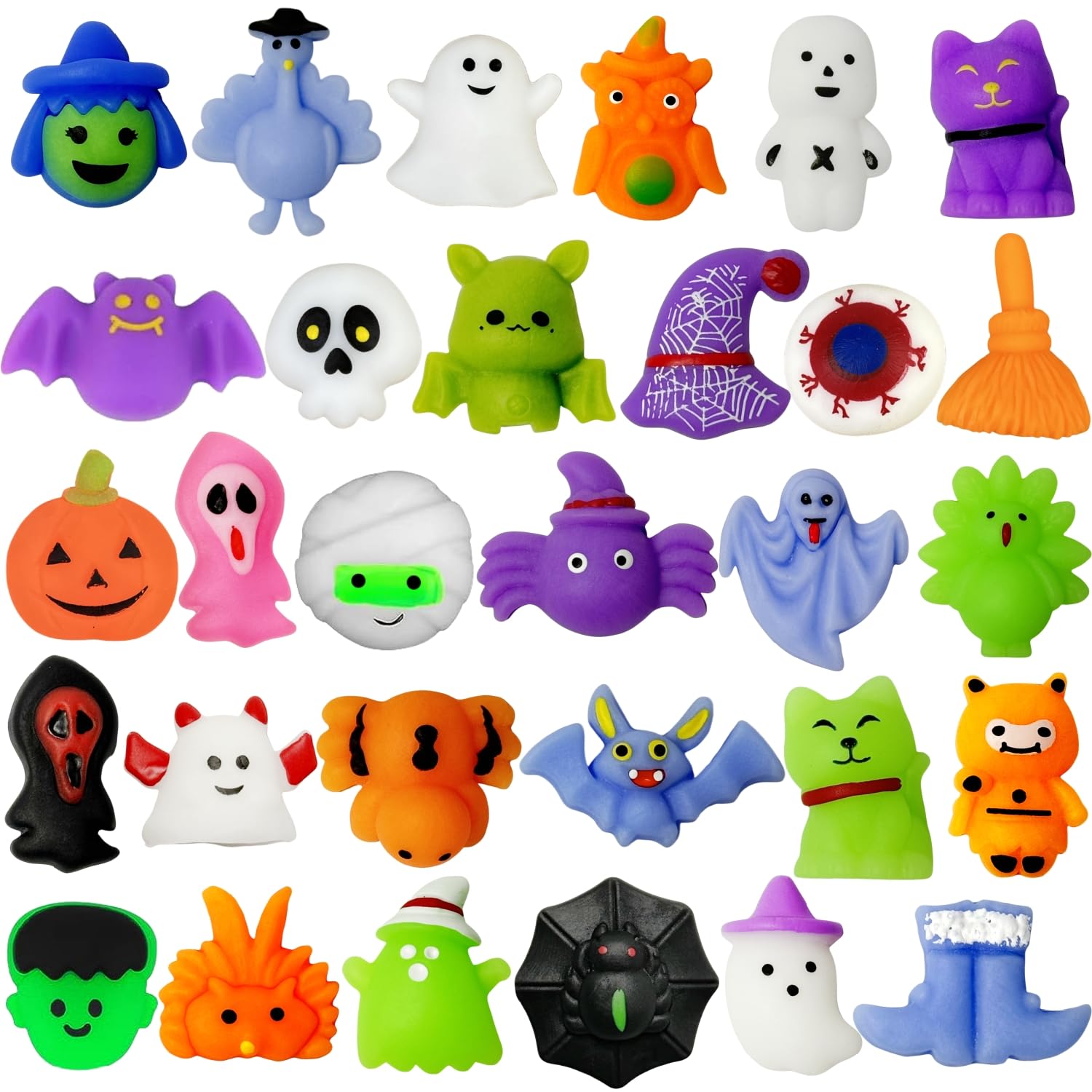 VOVEA Halloween Mochi Squishy Toys 30 PCS, Squishies Party Favors for Kids, Treat Bags Goodie Bag Fillers, Treats Classroom Priz