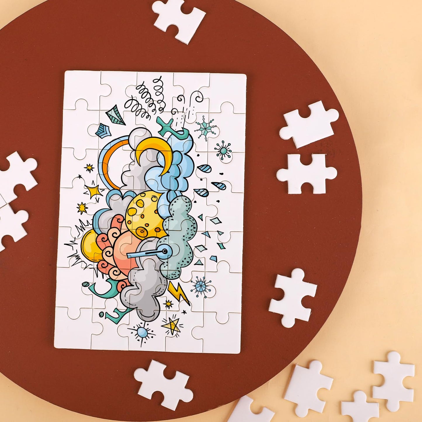 10 Sheet of Blank Puzzles to Drawn Write On  3.9x5.9in  35 Pieces a Sheet  All White Jigsaw DIY Puzzle Kit Paintable Puzzle Writable Puzzle Heat Transfer Puzzle for Kids Brain Game