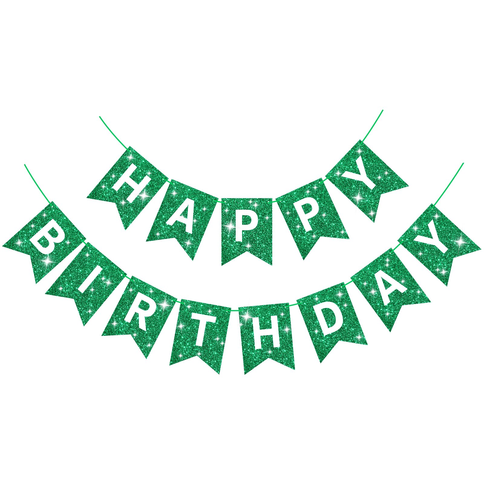 Glitter Green Happy Birthday Banner Birthday Sign For Backdrop Green Party Supplies Birthday Garland For Kids Boys Men Green Birthday Party Decorations Bunting Banner