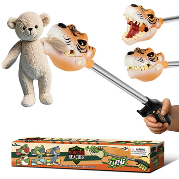 DINOBROS 16-Inch Tiger Grabber Toy - Interactive Pick-Up Reacher Tool for Kids | Animal Robot Hand Claw Toys