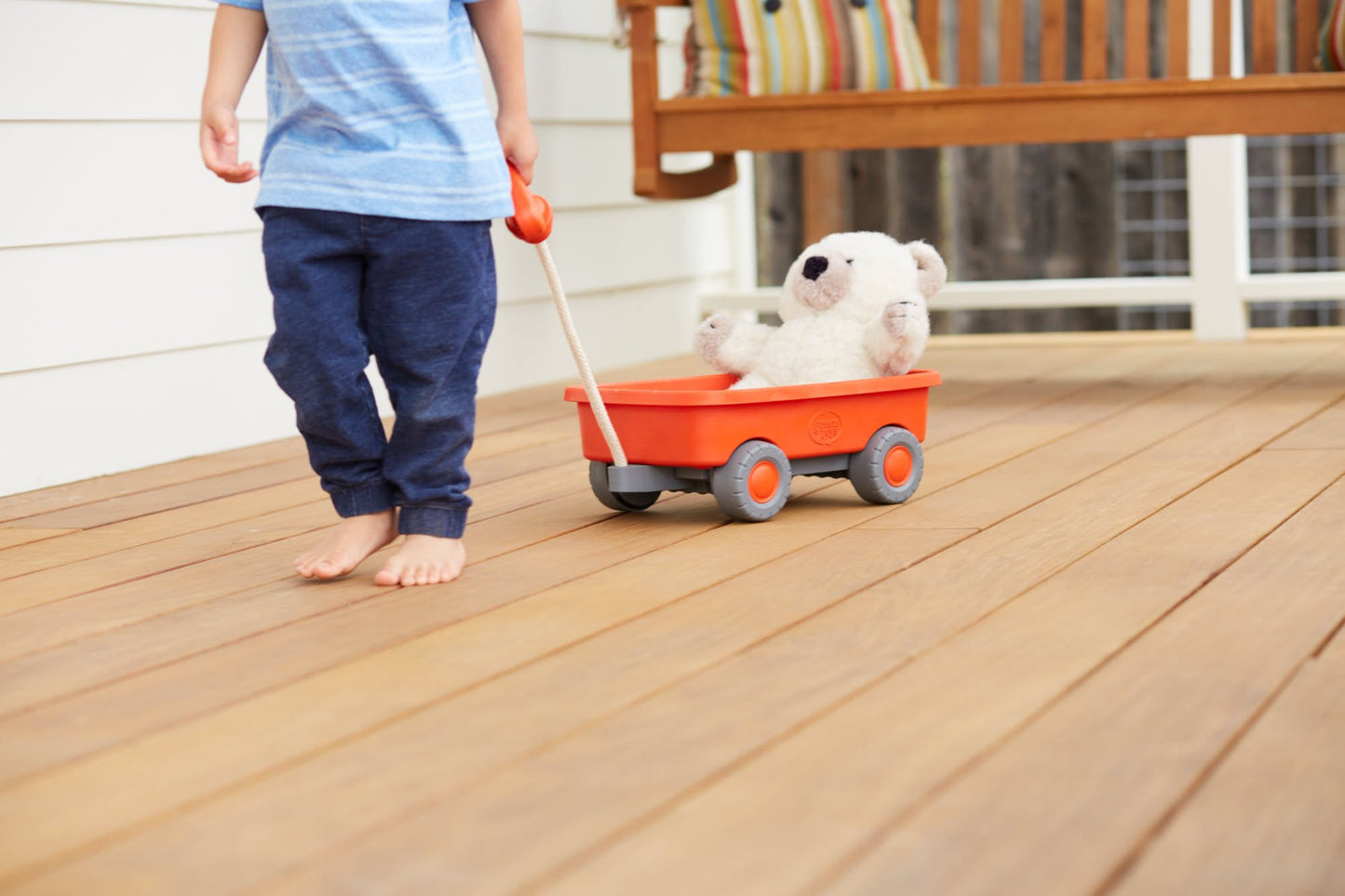 Green Toys Wagon, Orange - Pretend Play, Motor Skills, Kids Outdoor Toy Vehicle. No Bpa, Phthalates, Pvc. Dishwasher Safe, Recycled Plastic, Made In Usa.