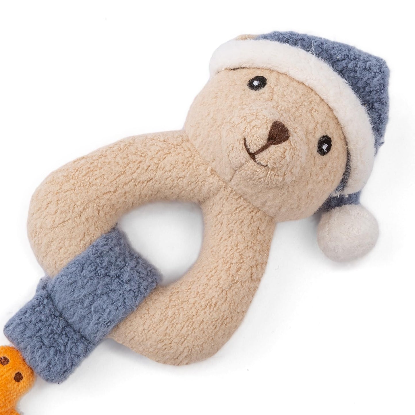 CUDDLE CORNER Organic Cotton Stuffed Animal Rattle Baby Toys  Plush Polar Bear Cuddle Cloth and Hand Grip Ring Rattles Plush Toy Set for Newborns Infant Boys Girls  2 PCS