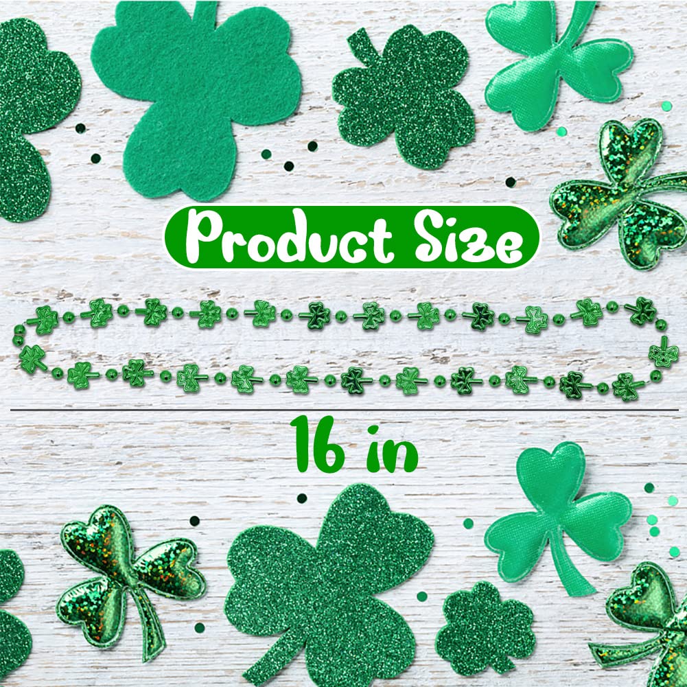 Dinesil 20 Pcs Shamrock Bead Green Necklace For Kids And Adults St. Patrick'S Day Decorations, Green Clover Shamrock Accessories