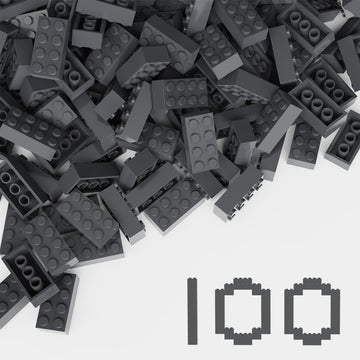 Classic Building Bricks 100 Pieces 2X4 Gray Deep, Classic Brick Block Parts And Pieces 3001, Compatible With Lego, Age 6+ Creati