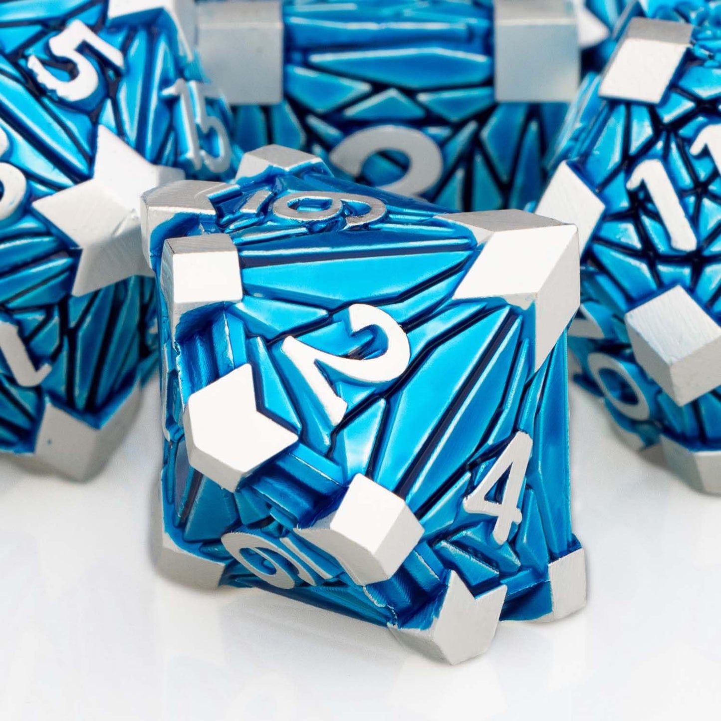 ORIFANTOU Metal DND Dice Set Dungeons and Dragons Dice with Box, Blue Debris D&D Dice RPG D and D Dice Role Playing Game Polyhed