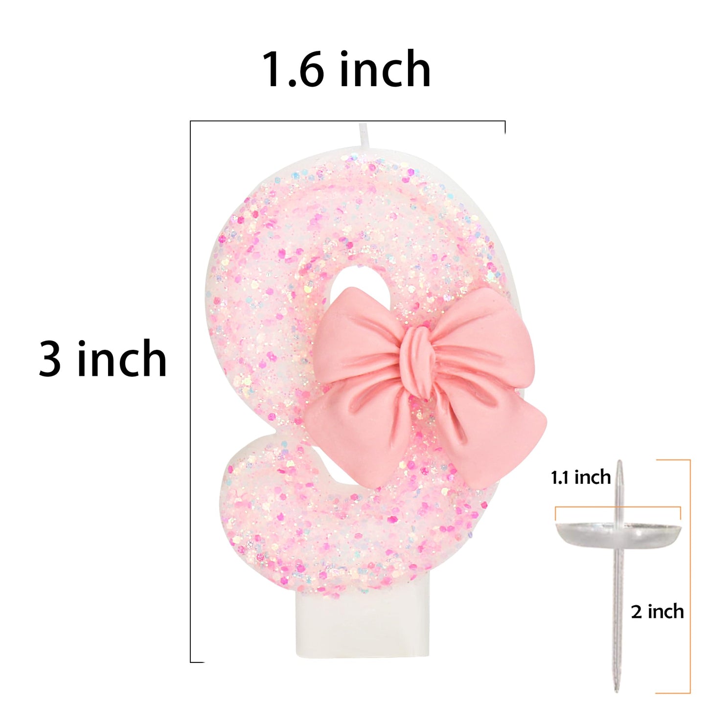 ElekFX Pink Bow Number 19 Birthday Cake Candles, 2.76 inch Wax Topper for Party Decorations