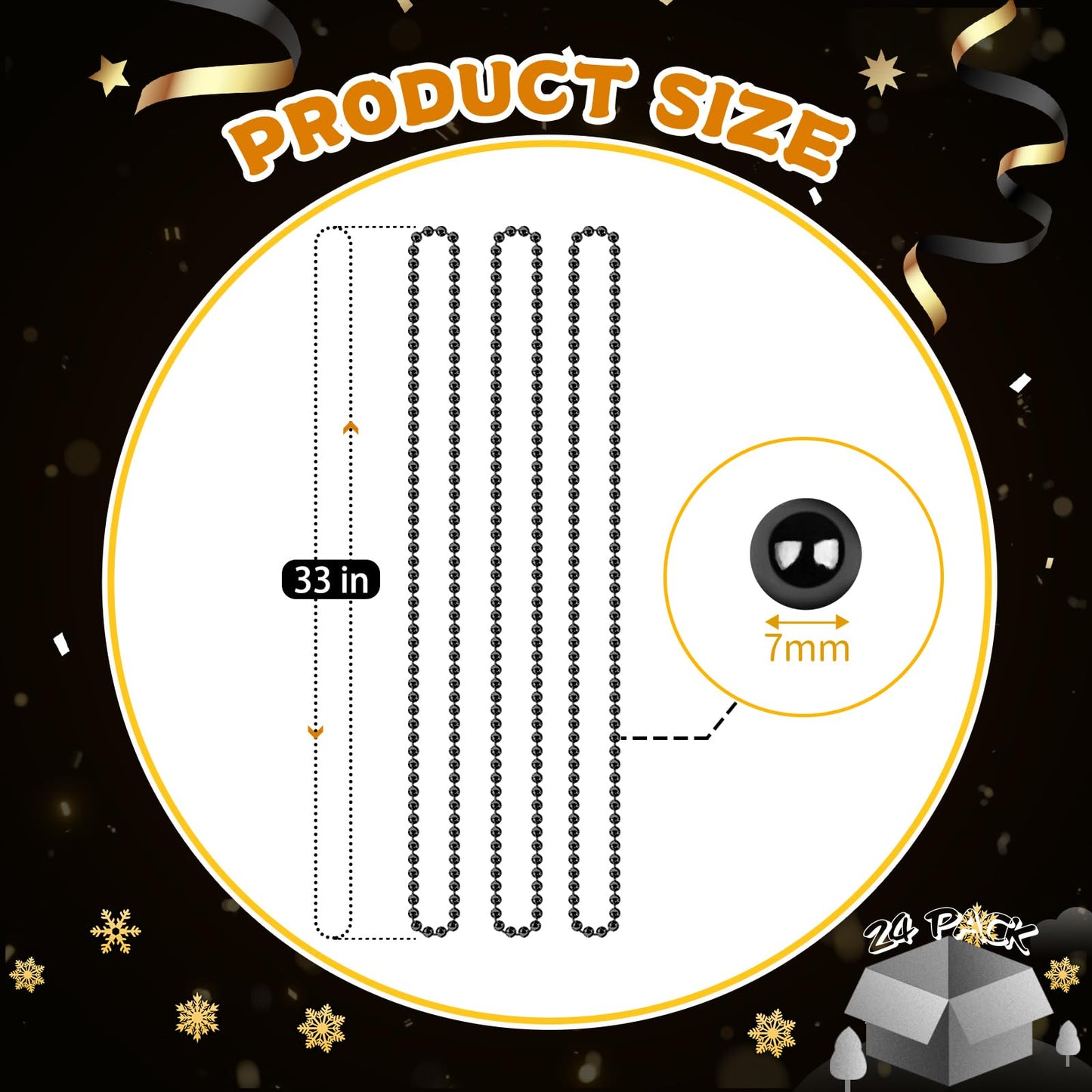 Zyflsq 100 Pcs 33'' 7Mm Black Beads Necklaces, Bulk Mardi Gras Beaded Necklaces, Party Beads Costume Necklaces