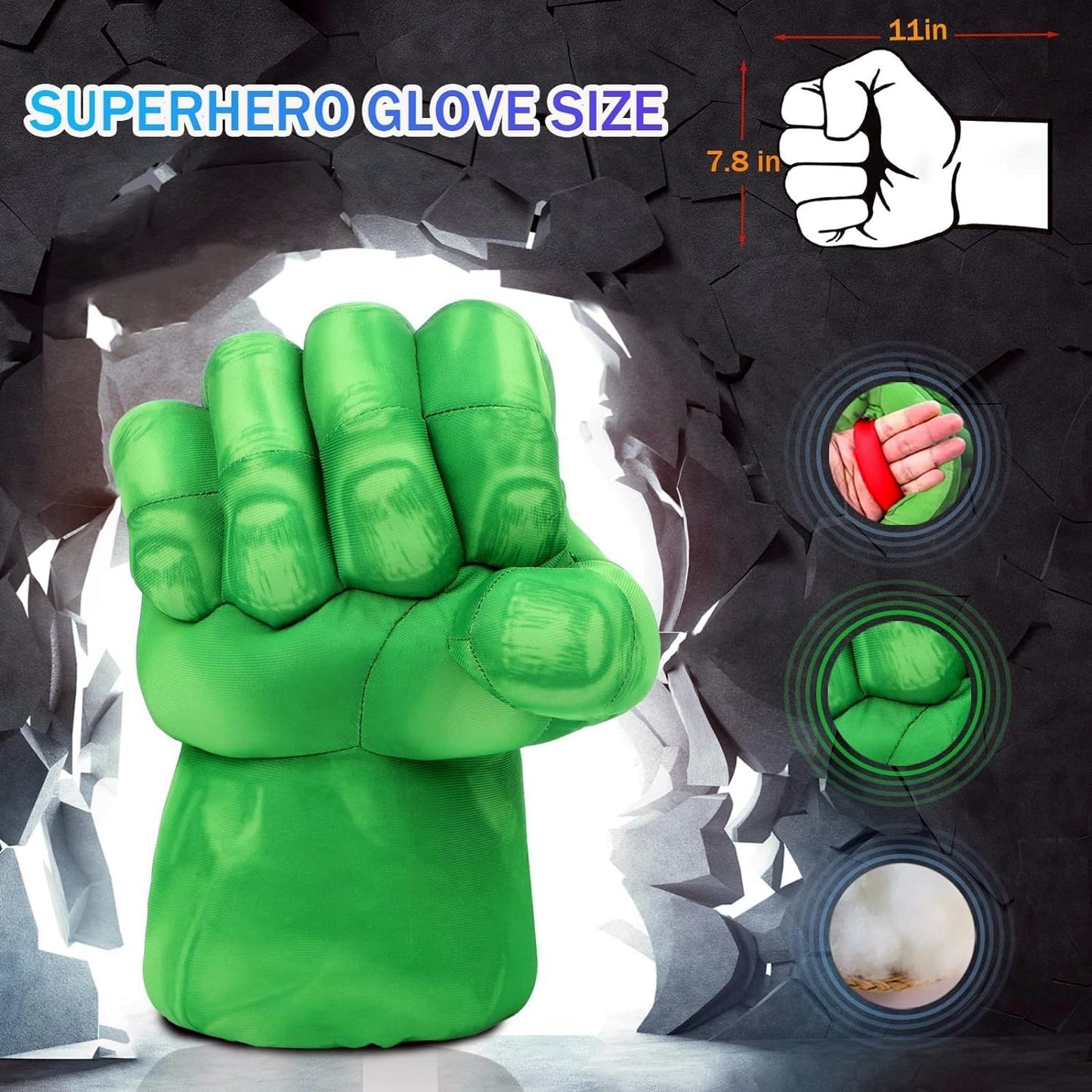 PROVAINT Gloves Hands Superhero Toys are for Dressing up and Boxing, Superhero Gloves are for Adults and Children, Green