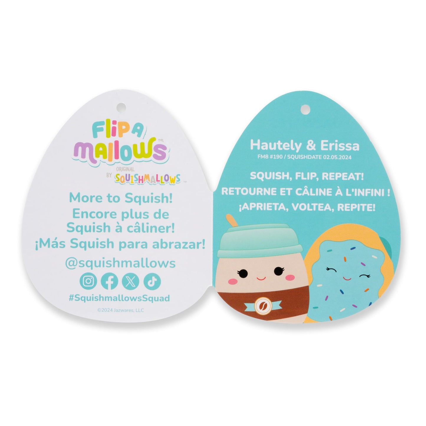 Squishmallows Original 8-Inch Hautely Coffee Cup And Erissa Toaster Pastry Flipamallows - Official Jazwares Plush