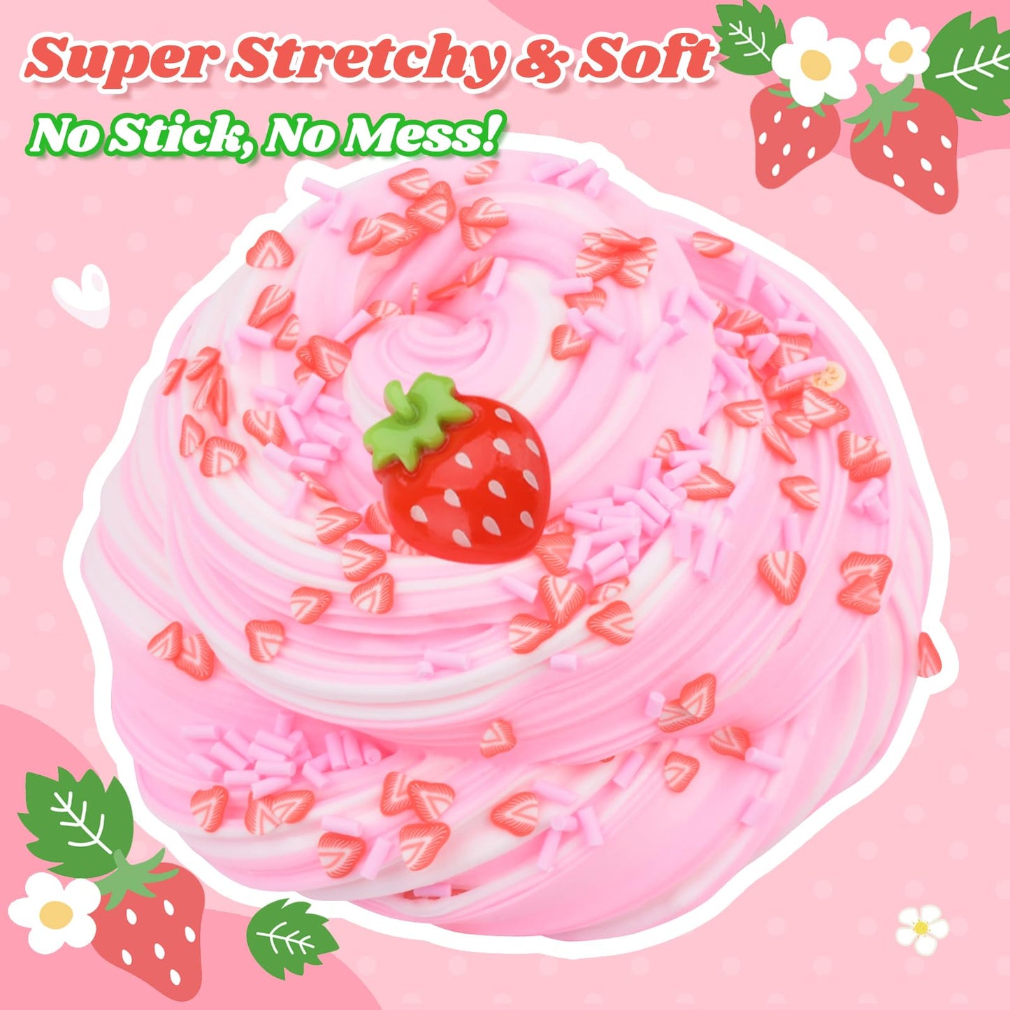 Strawberry Butter Slime  Scented Slime Kit  Kids Toys for Ages 5-7 8-13 Girls Boys  Squishy Sensory Toy Teen Girl Birthday Gifts  Cute Stuff Party Favors Stocking Stuffers for 4 6 9 10 11 12 Year Old