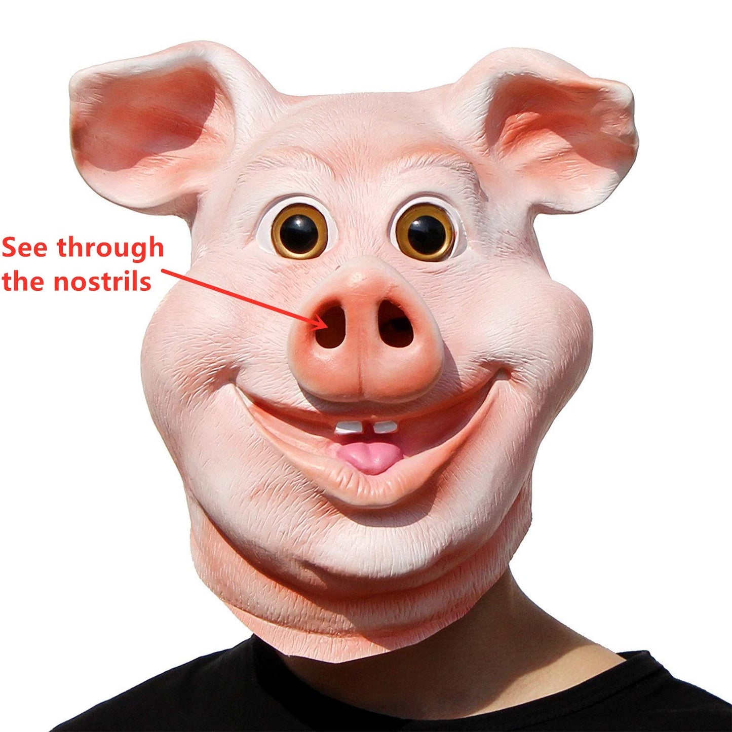 PartyHop Happy Pig Mask - Pink Rubber Costume Accessory, Free Size, Model ABMJ_KTZ2