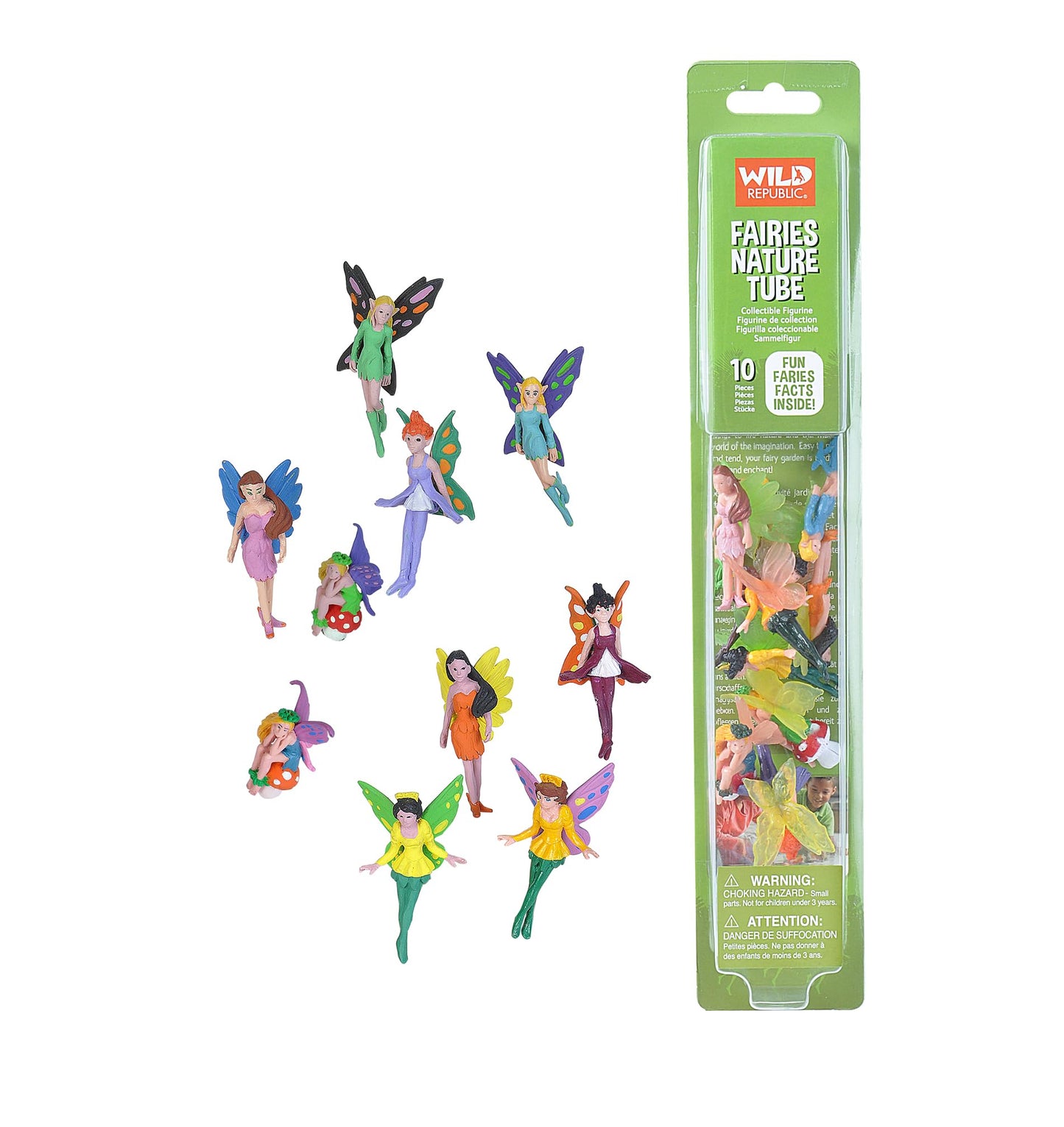 WILD REPUBLIC Fairy Figurines Tube - 10 Plush Fairy Figures in Multi-Color, 5 Poses, 10 Piece Set, Model 20810